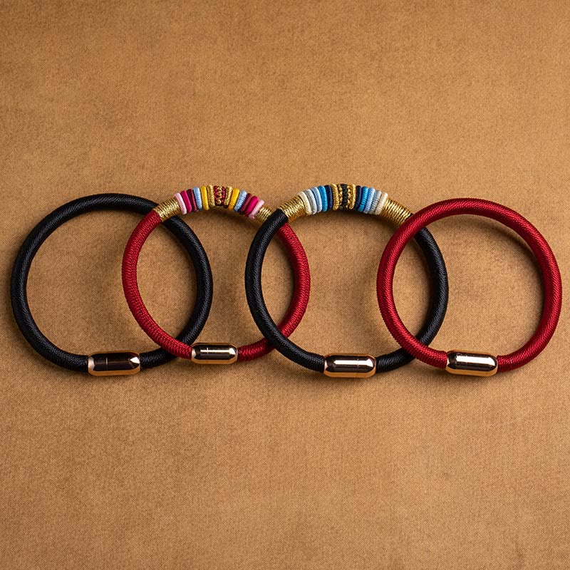 Wear FengShui Tibetan Handmade King Kong Knot Protection Magnetic Buckle Braided Bracelet