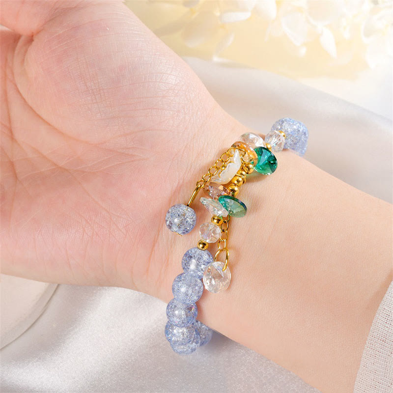 Wear FengShui Simple Design Flower Charm Glass Bead Bracelet