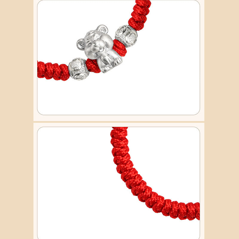 Wear FengShui 999 Sterling Silver Chinese Zodiac Red Rope Luck Handcrafted Kids Bracelet