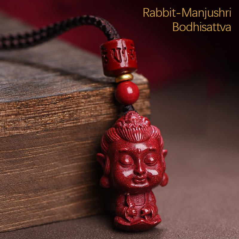 Wear FengShui Chinese Zodiac Natal Buddha Natural Cinnabar Amulet Keep Away Evil Spirits Necklace Pendant