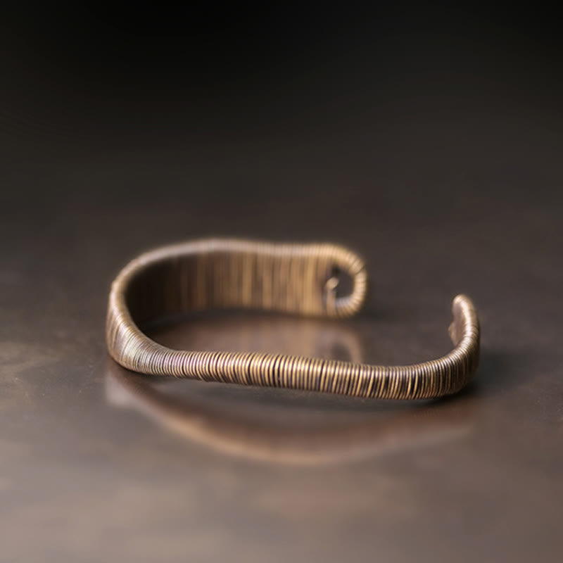 Wear FengShui Simple Design Wrapped Brass Copper Luck Wealth Adjustable Cuff Bracelet