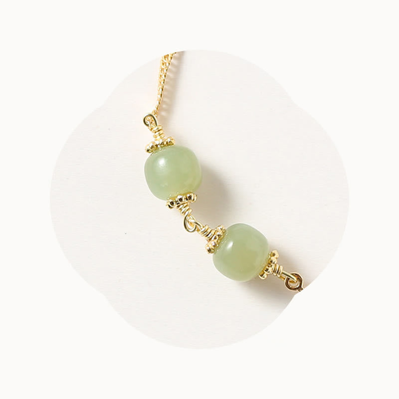 Wear FengShui 14K Gold Plated Hetian Jade Golden Rose Flower Luck Chain Bracelet