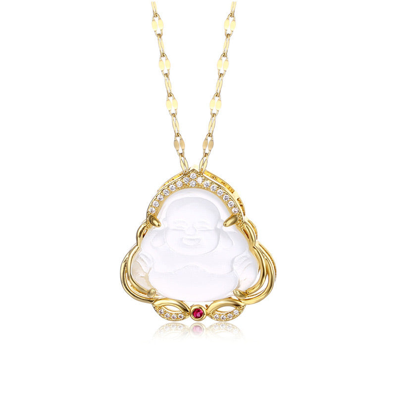 Wear FengShui Natural Laughing Buddha Peace Necklace