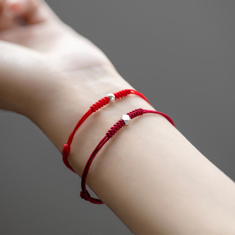 Wear FengShui 925 Sterling Silver Luck Bead Protection Red String Braided Bracelet