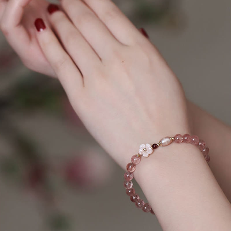 Wear FengShui Strawberry Quartz Peach Blossom Love Bracelet