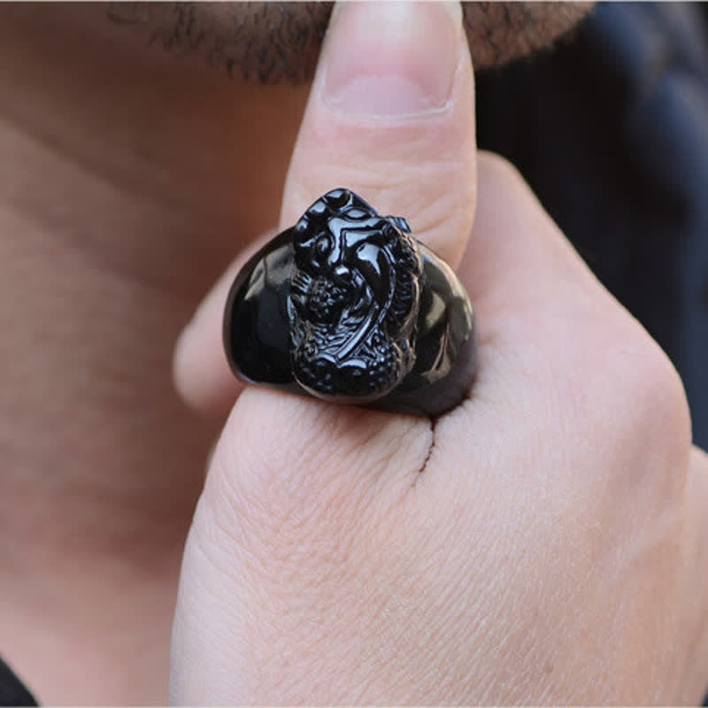 Wear FengShui FengShui PiXiu Black Obsidian Strength Ring