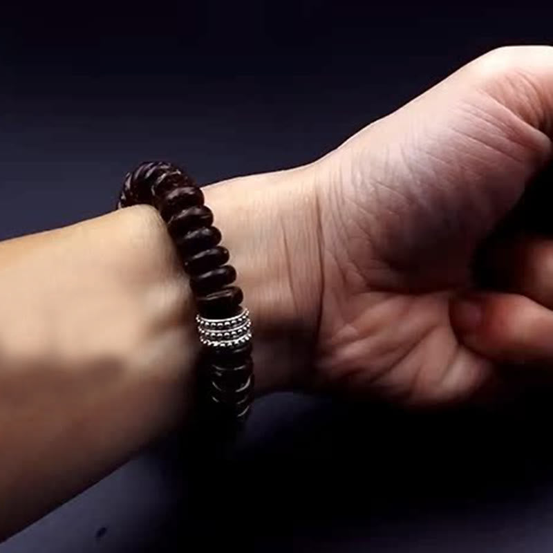 Wear FengShui Natural Tibetan Coconut Shell Om Mani Padme Hum Positive Bracelet