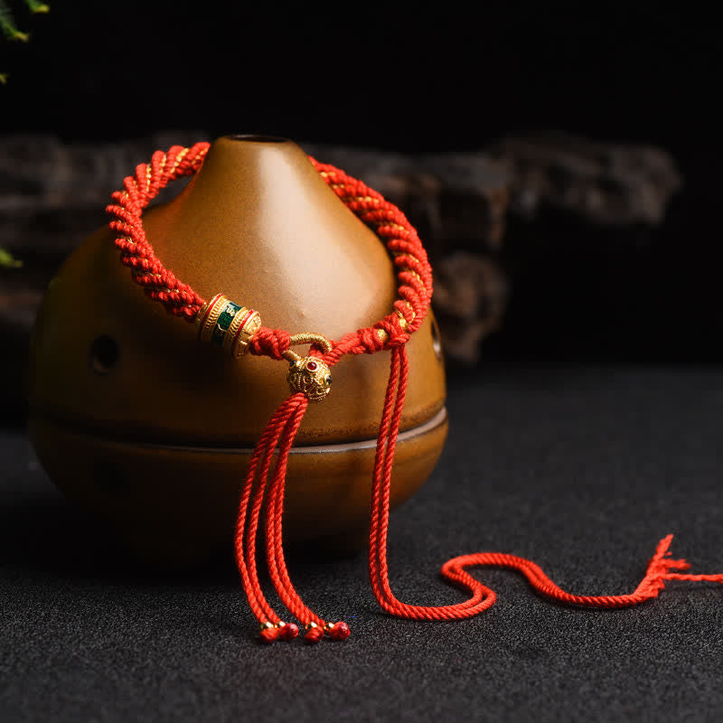 Wear FengShui Tibetan Handmade Luck Prayer Wheel Bead Charm Weave Colorful String Bracelet