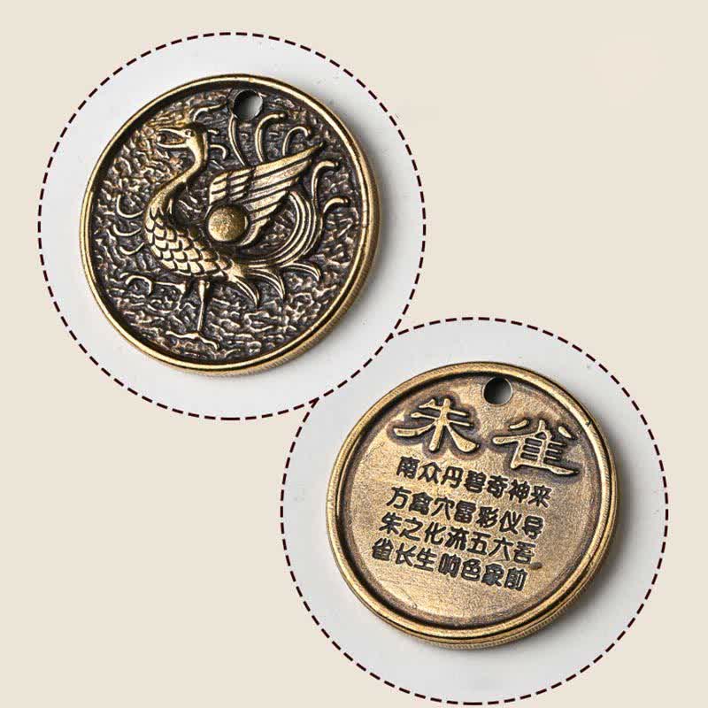 Wear FengShui Four Symbols Azure Dragon White Tiger Vermilion Bird Black Tortoise Key Chain