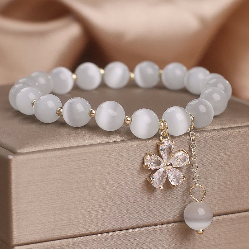 Wear FengShui Cat's Eye Flower Charm Peace Support Bracelet