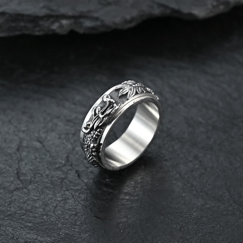 Wear FengShui Dragon Titanium Steel Stimulation Rotatable Ring