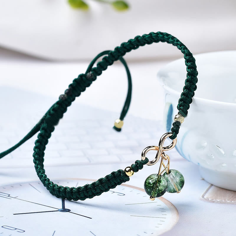 Wear FengShui Natural Strawberry Quartz Amethyst Green Phantom Bead Positive Bracelet