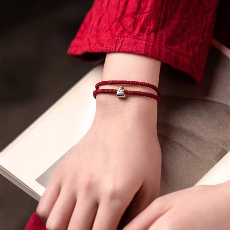 Wear FengShui 925 Sterling Silver Fu Character Blessing Handmade Braided Bracelet