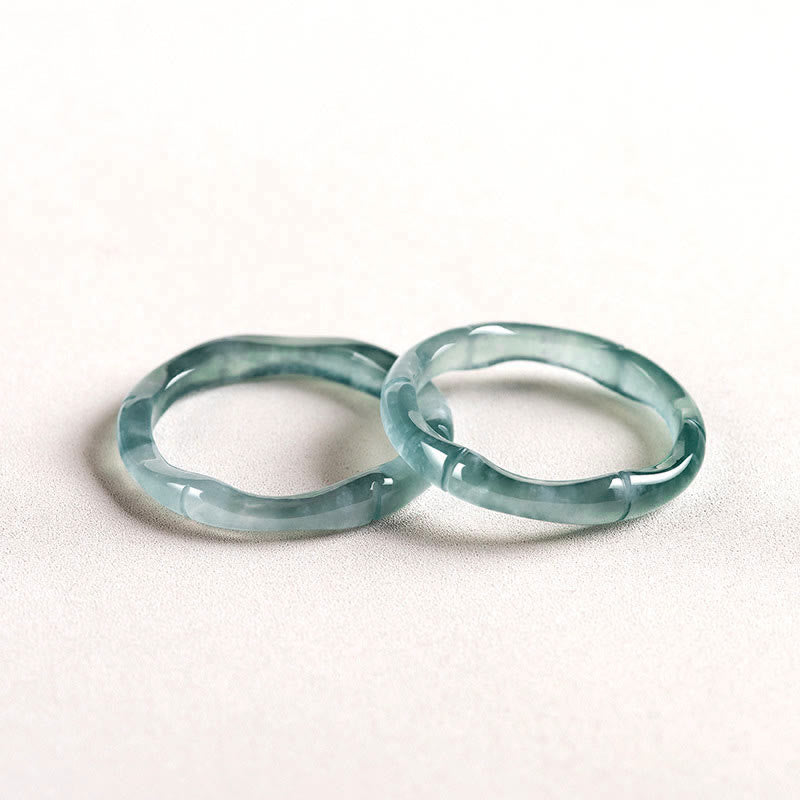 Wear FengShui Natural Jade Bamboo Prosperity Abundance Ring