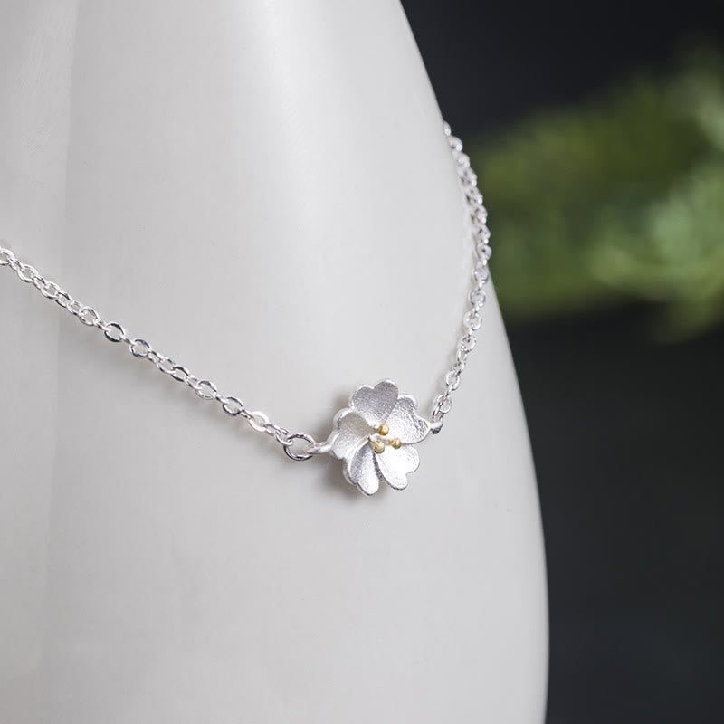 Wear FengShui 925 Sterling Silver Cherry Blossom Blessing Chain Bracelet