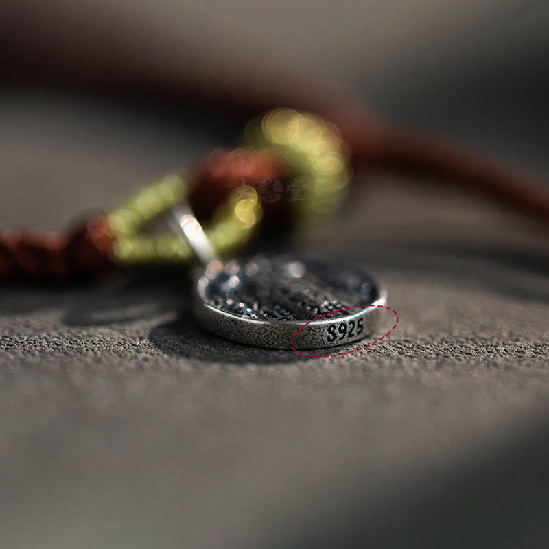 Wear FengShui Handmade 925 Sterling Silver Five Directions Gods of Wealth Luck Protection String Braid Bracelet