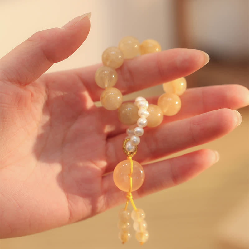 Wear FengShui Citrine Peace Buckle Prosperity Happiness Wrist Mala