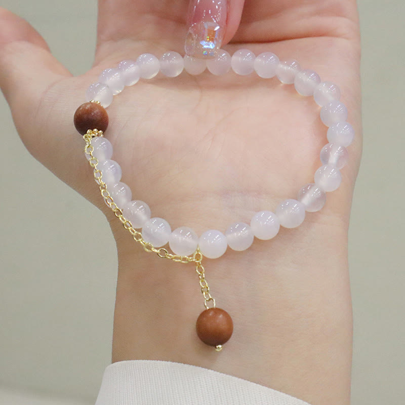 Wear FengShui Sandalwood Cat's Eye Fu Character Charm Protection Bracelet