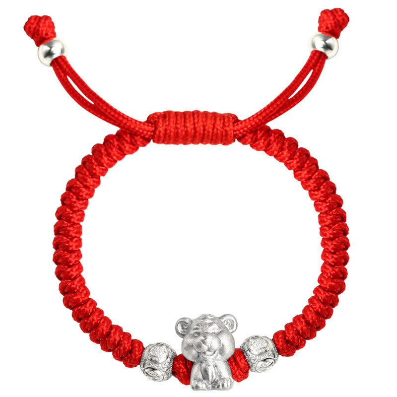Wear FengShui 999 Sterling Silver Chinese Zodiac Red Rope Luck Handcrafted Kids Bracelet