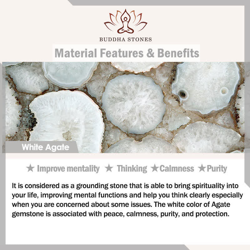 Wear FengShui Handmade White Agate Peace Buckle Luck Happiness Protection Weave String Bracelet