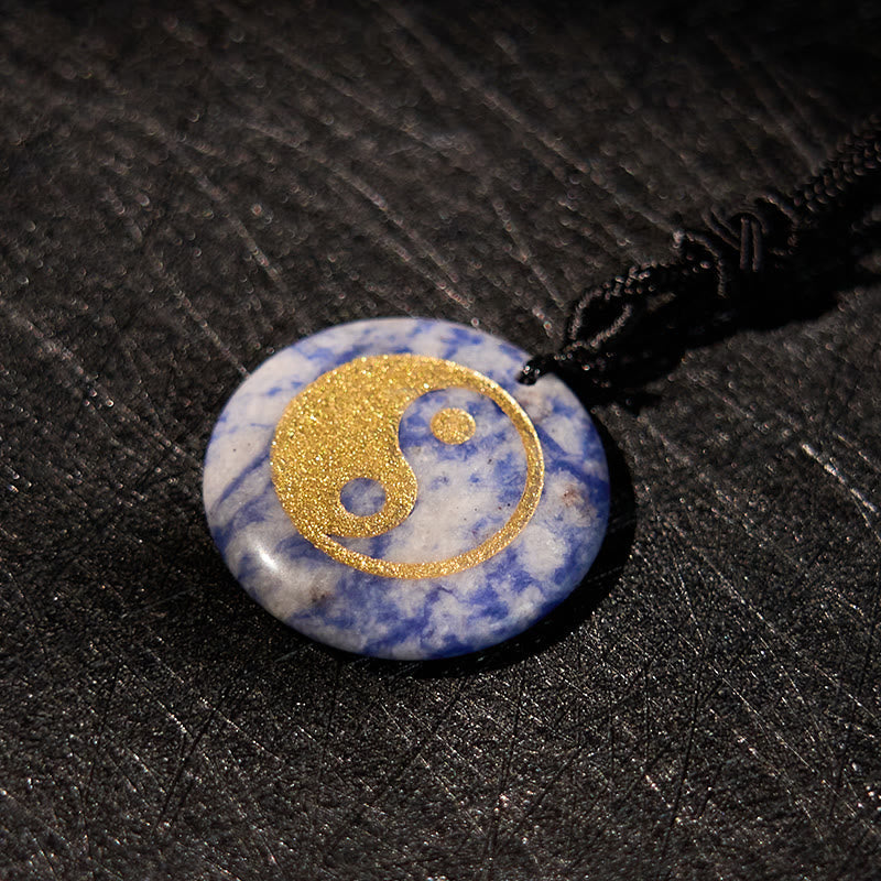 Wear FengShui Various Crystal Amethyst Tiger Eye Green Aventurine Yin Yang Spiritual Necklace Pendant