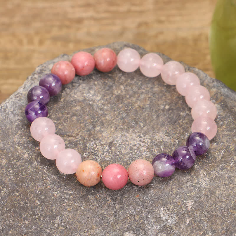 Wear FengShui 108 Mala Beads Amethyst Rose Quartz Spiritual Healing Tassel Bracelet