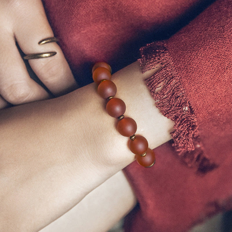 Wear FengShui Tibetan Red Agate Green Agate Copper Confidence Fortune Bracelet