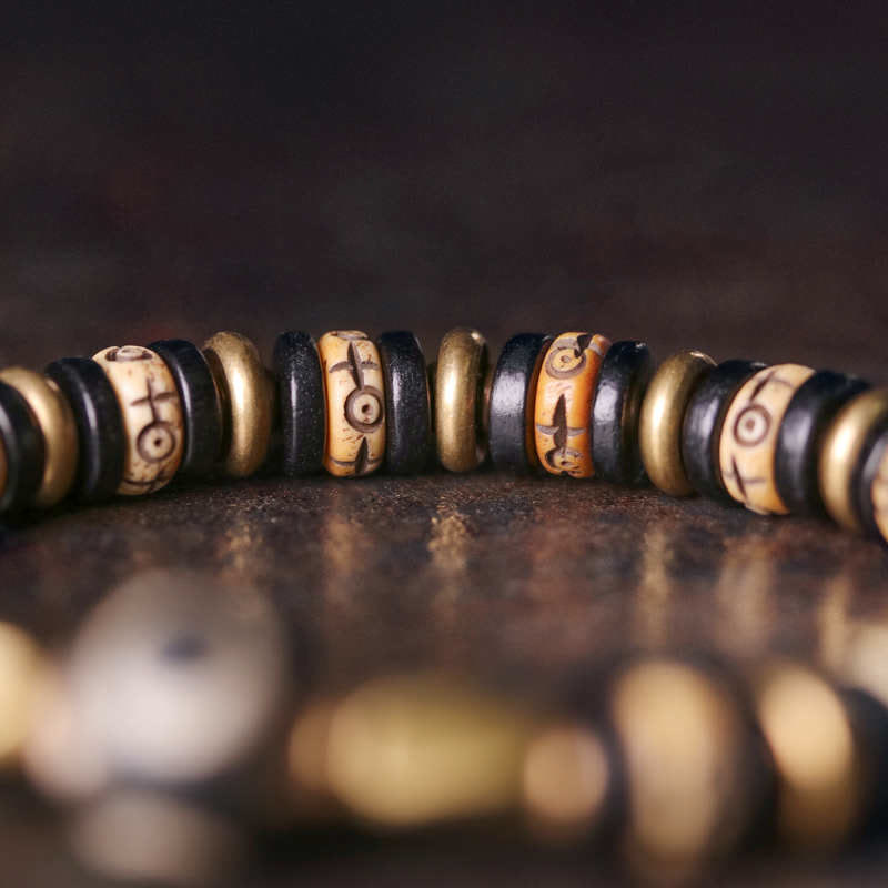 Wear FengShui Tibetan Bone Beads Ebony Wood Strength Bracelet