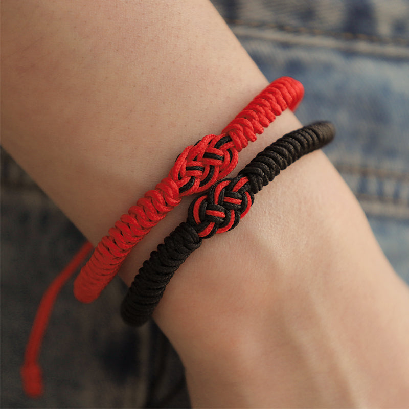 Wear FengShui 2Pcs Tibetan Luck Chinese Knot Protection String Bracelet