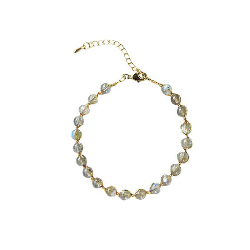 Wear FengShui Natural Moonstone 14K Gold Plated Healing Positive Bracelet