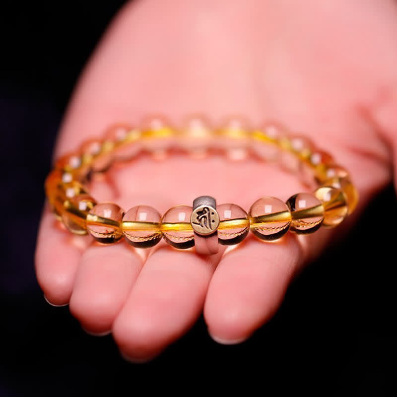 Wear FengShui 925 Sterling Silver Chinese Zodiac Natal Buddha Citrine Protection Bracelet