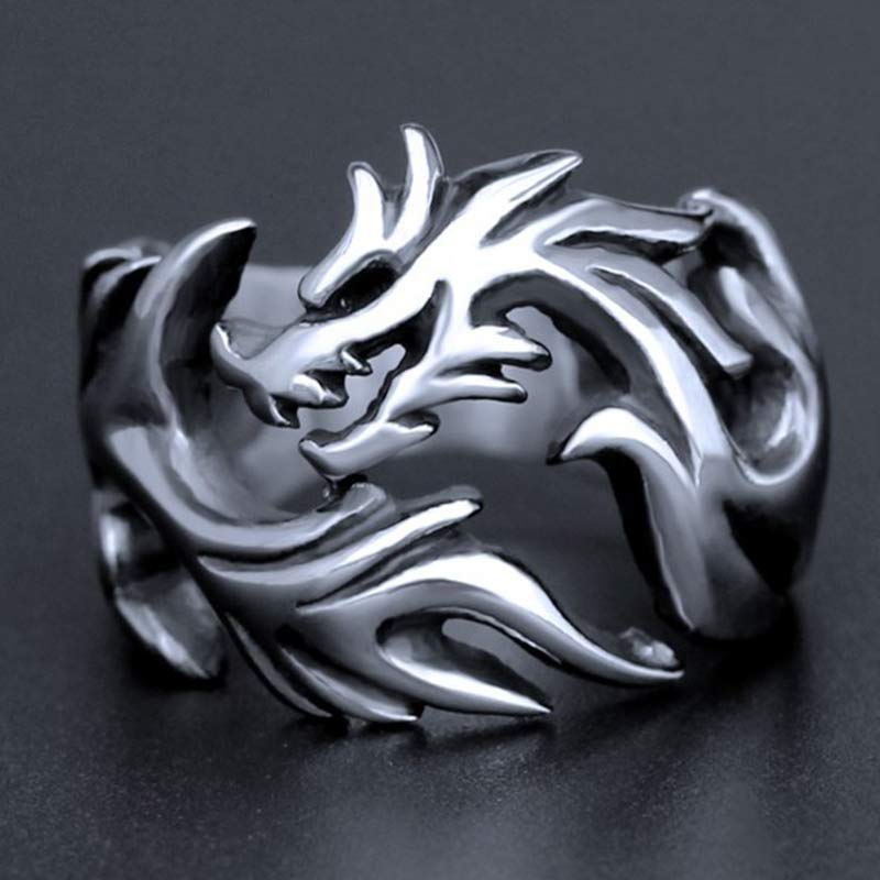 Wear FengShui Dragon Pattern Protection Strength Adjustable Ring