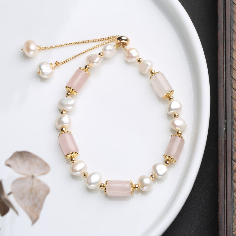 Wear FengShui Green Aventurine Pearl Pink Crystal Bead Luck Bracelet