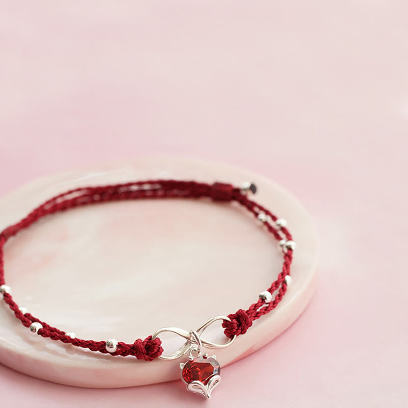 Wear FengShui Love Heart Infinity Symbol Braided String Anklet