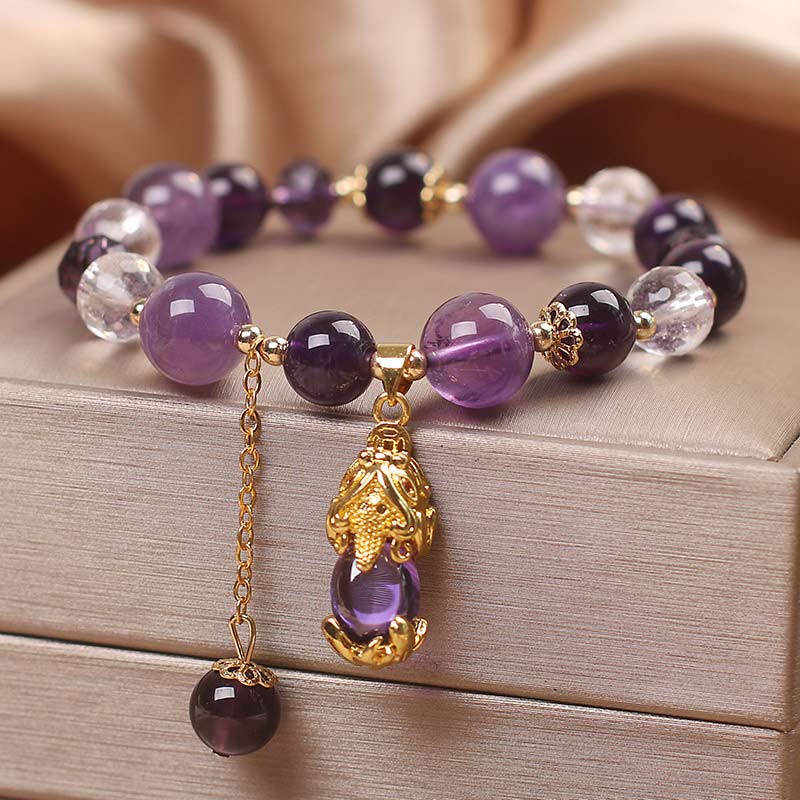 Wear FengShui  Natural Amethyst PiXiu Healing Bracelet