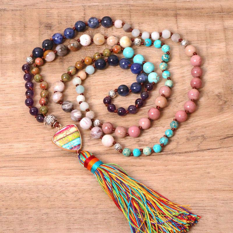 Wear FengShui Tibetan Turquoise Lazurite Zebra Jasper Balance Necklace