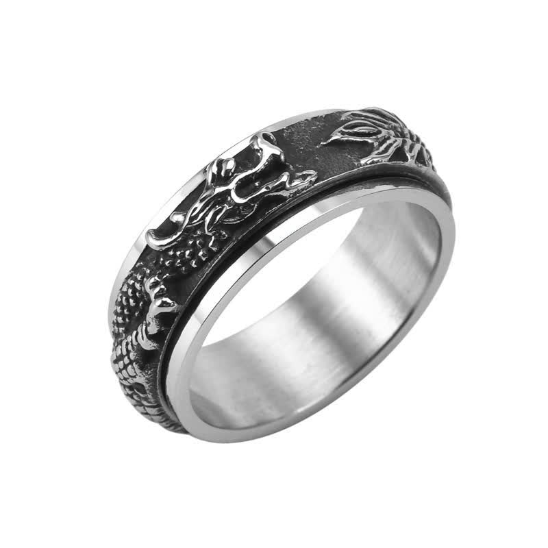 Wear FengShui Dragon Titanium Steel Stimulation Rotatable Ring