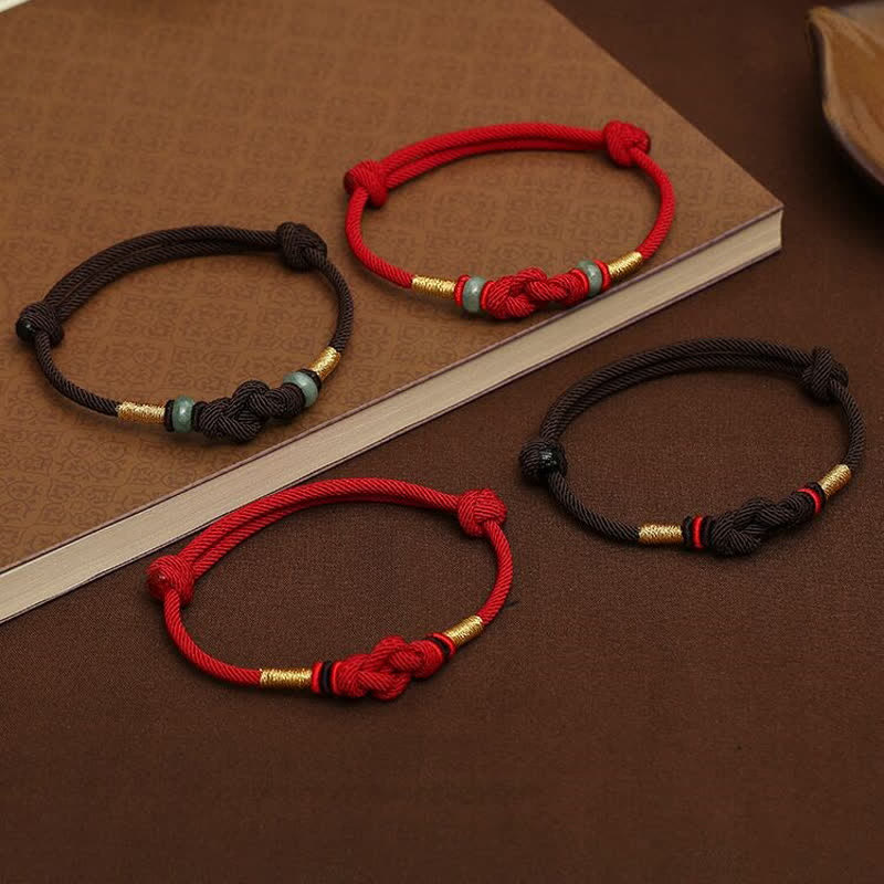 Wear FengShui Red String Jade Luck Fortune Knot Braided Couple Bracelet