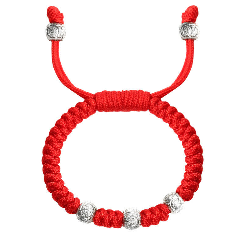 Wear FengShui 925 Sterling Silver King Kong Knot Multicolored Red String Strength Handmade Braided Kids Child Bracelet