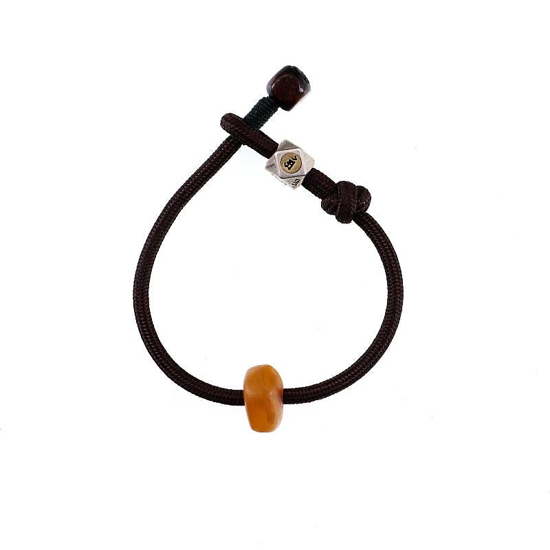 Wear FengShui 925 Sterling Silver Chinese Zodiac Natal Buddha Natural Amber Clear Anxiety Bracelet