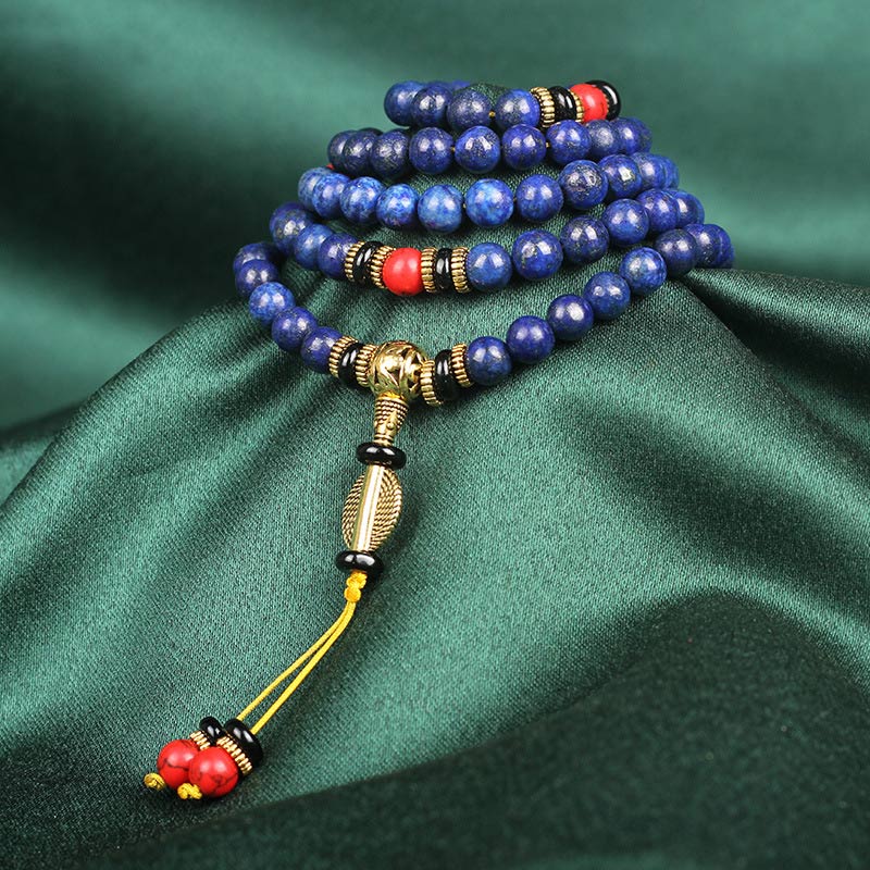 Wear FengShui Tibetan Mala Lapis Lazuli Lazurite Positive Bracelet