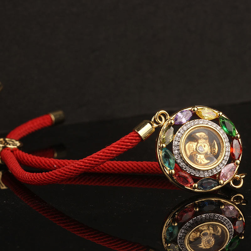 Wear FengShui Colorful Zircon Copper Wealth Luck Rotation Bracelet Necklace Pendant