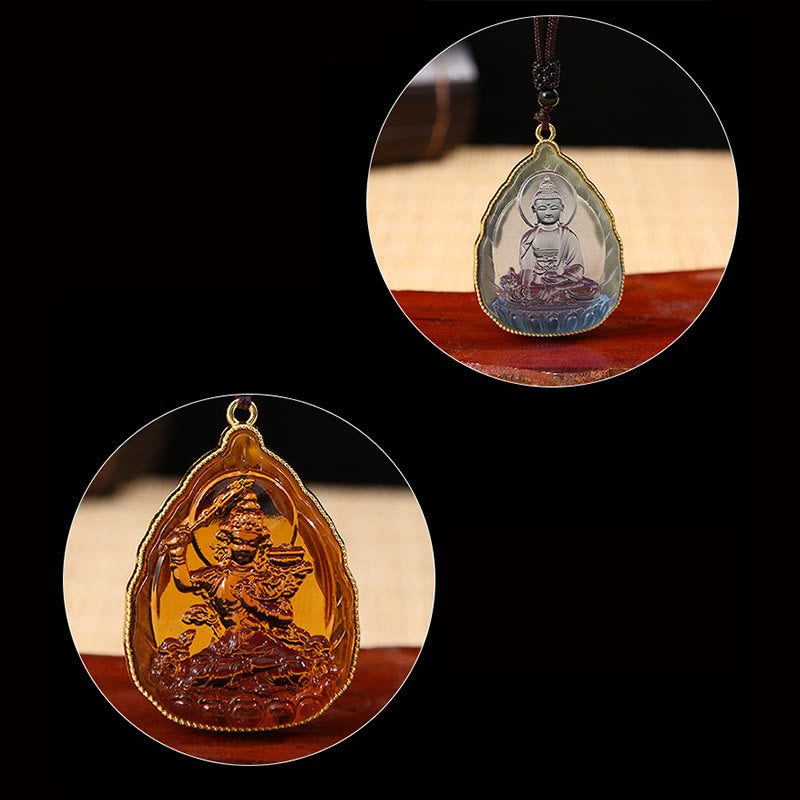 Wear FengShui Tibetan Buddha Liuli Crystal Serenity Necklace Pendant