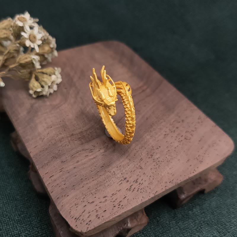 Wear FengShui Golden Dragon Success Strength Ring