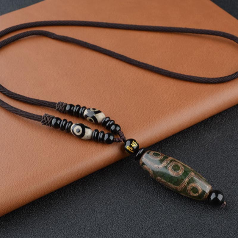 Wear FengShui Nine-Eye Dzi Bead Wealth Protection Necklace