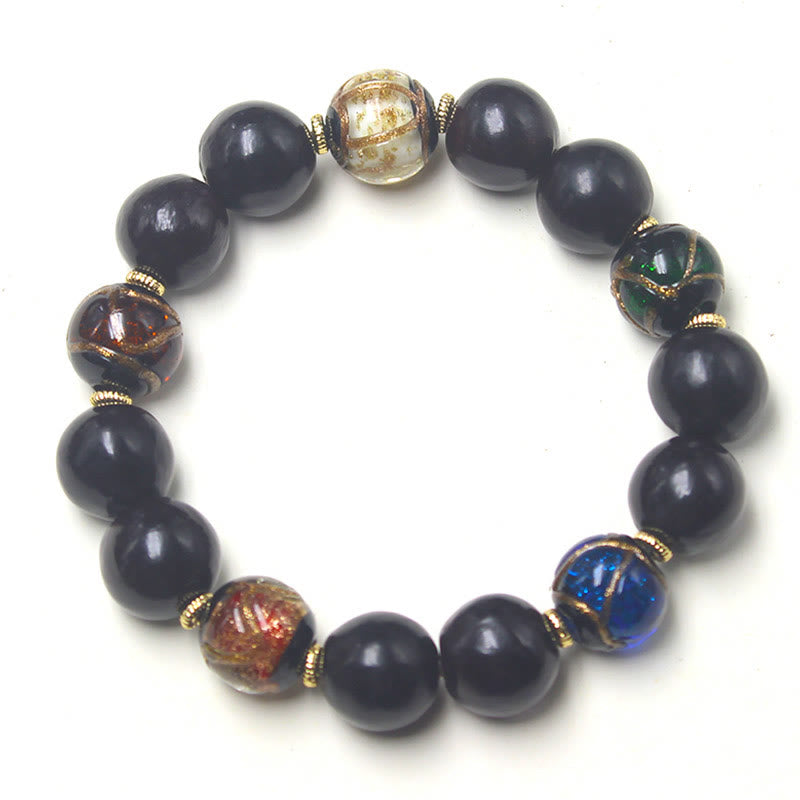 Wear FengShui Western Soapberry Incense Ash Liuli Glass Bead Wealth Bracelet