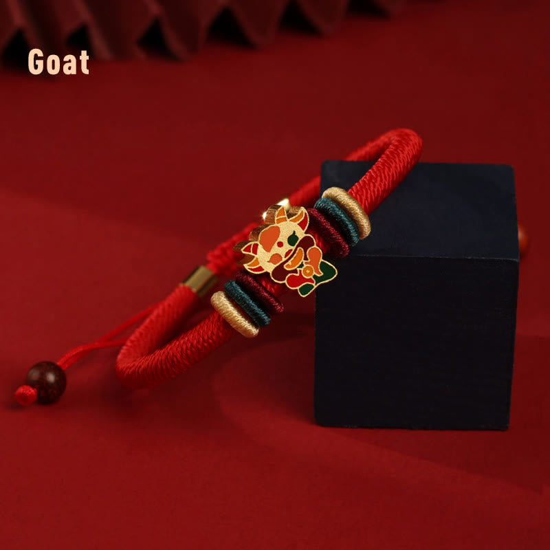 Wear FengShui Handmade 925 Sterling Silver Year of the Dragon Cute Chinese Zodiac Luck Braided Red Bracelet