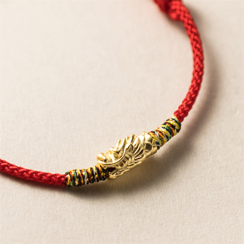 Wear FengShui 925 Sterling Silver Year of the Dragon Luck Strength Red Rope Bracelet
