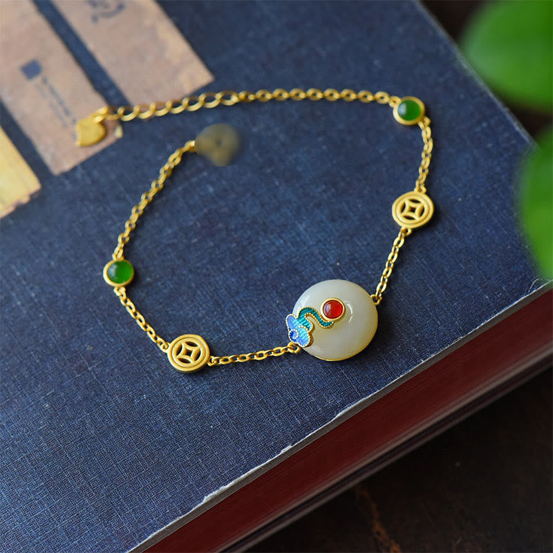 Wear FengShui Jade Copper Coins Auspicious Clouds Prosperity Necklace Pendant Bracelet Ring Earrings