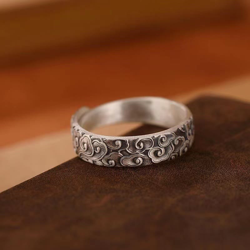 Wear FengShui Vintage Auspicious Clouds Pattern Luck Ring